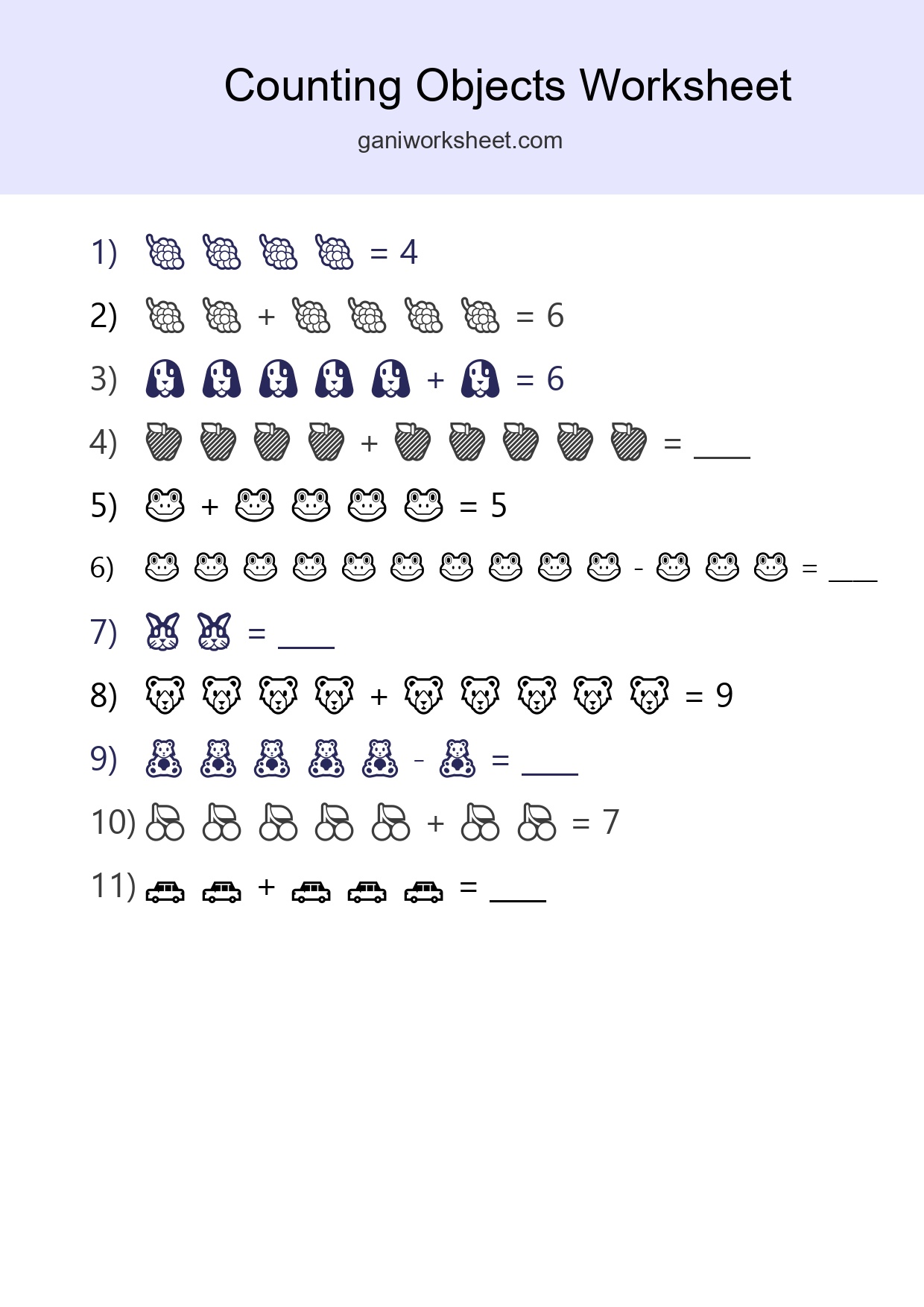 Learn Counting With Pictures Worksheet (Kindergarten) - Part 1853