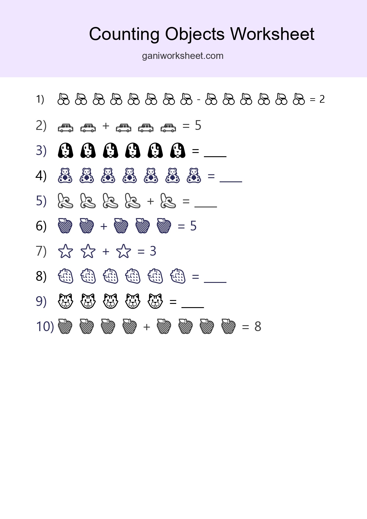 Learn Counting With Pictures Worksheet (Kindergarten) - Part 1963
