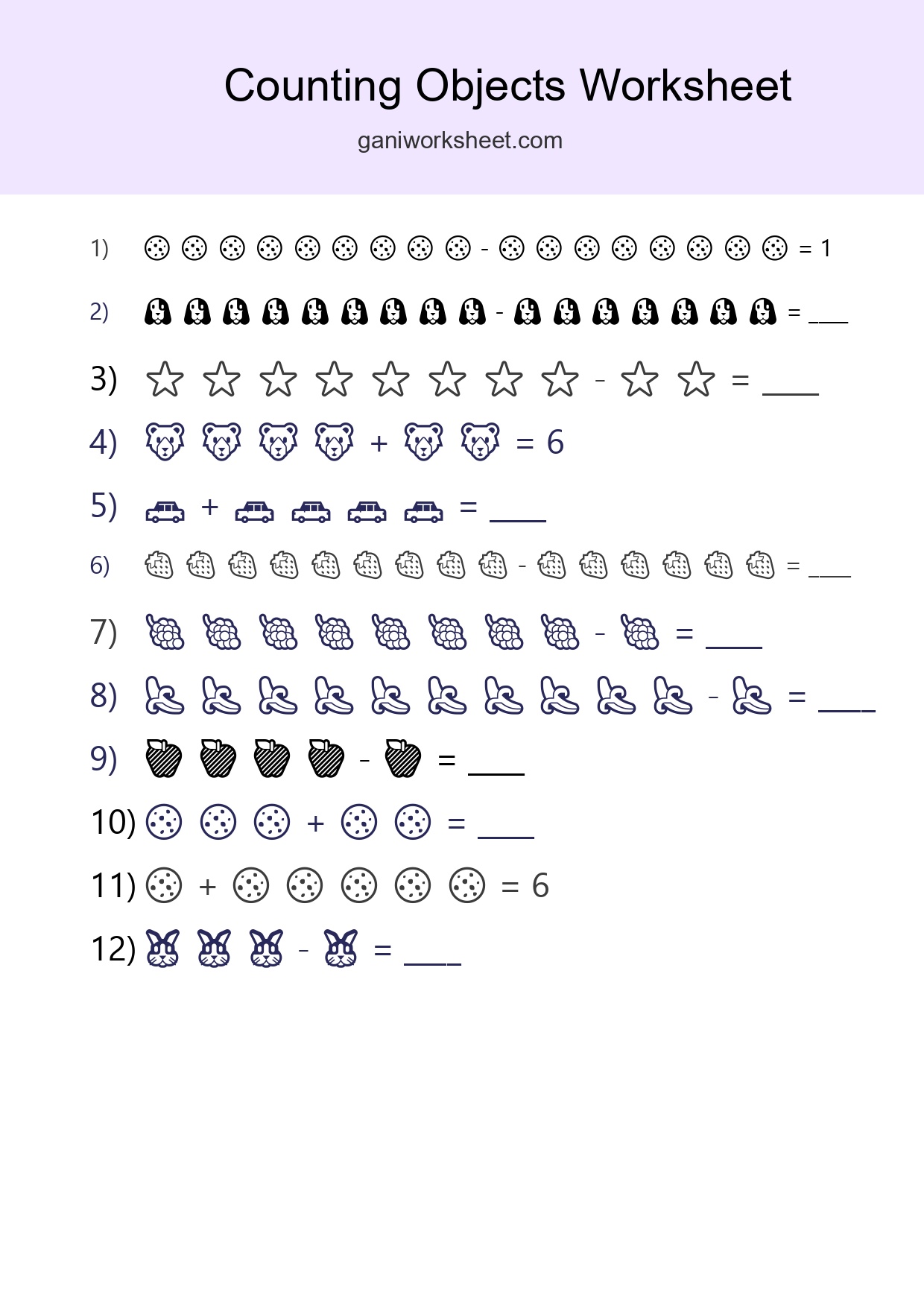 Learn Counting With Pictures Worksheet (Kindergarten) - Part 273