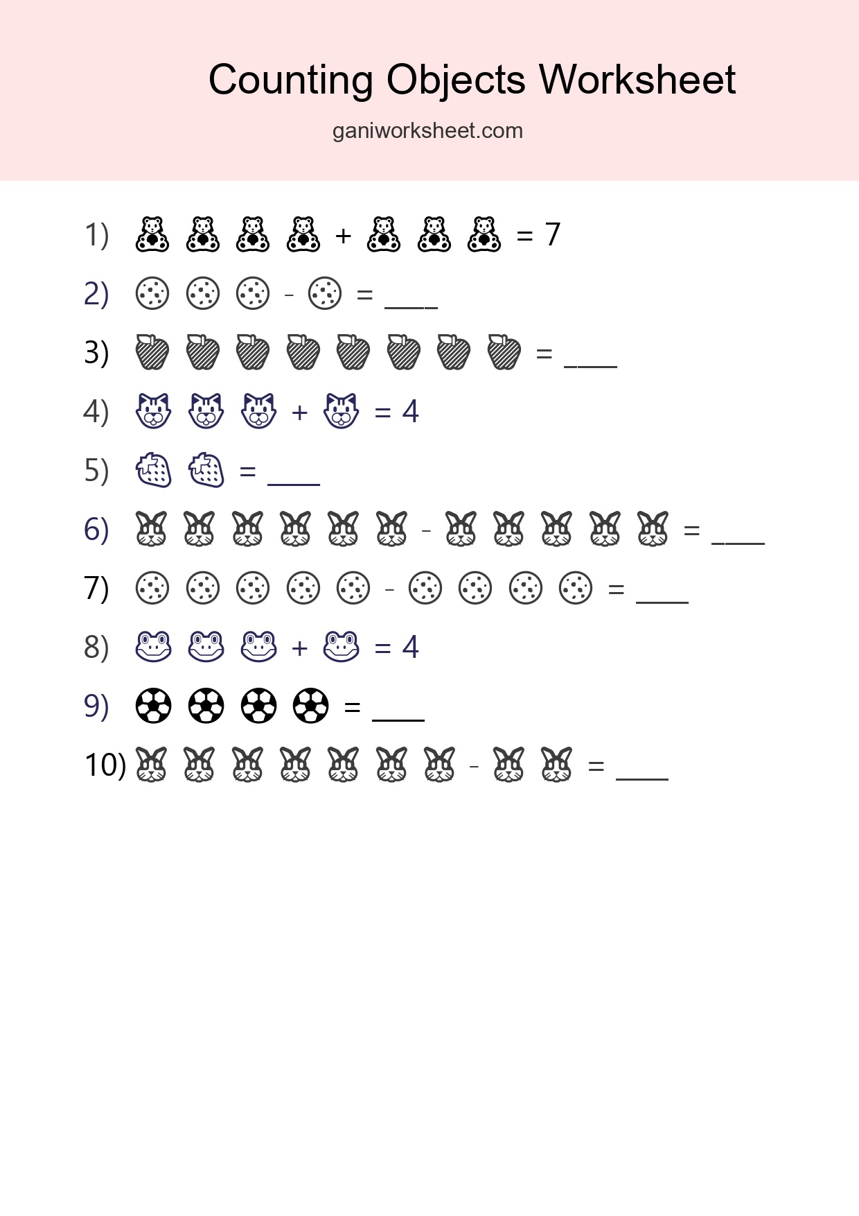 Learn Counting With Pictures Worksheet (Kindergarten) - Part 303