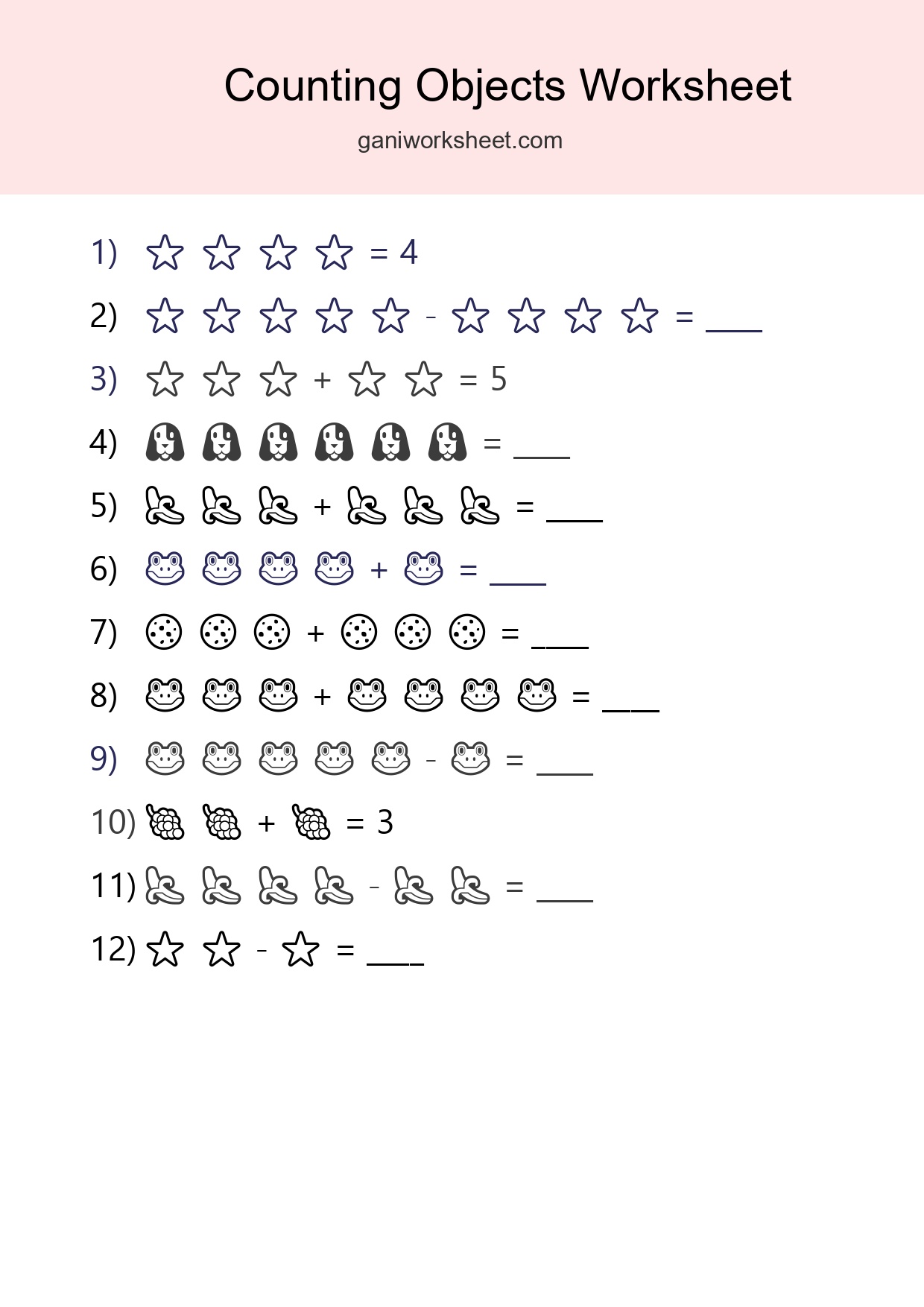 Learn Counting With Pictures Worksheet (Kindergarten) - Part 643