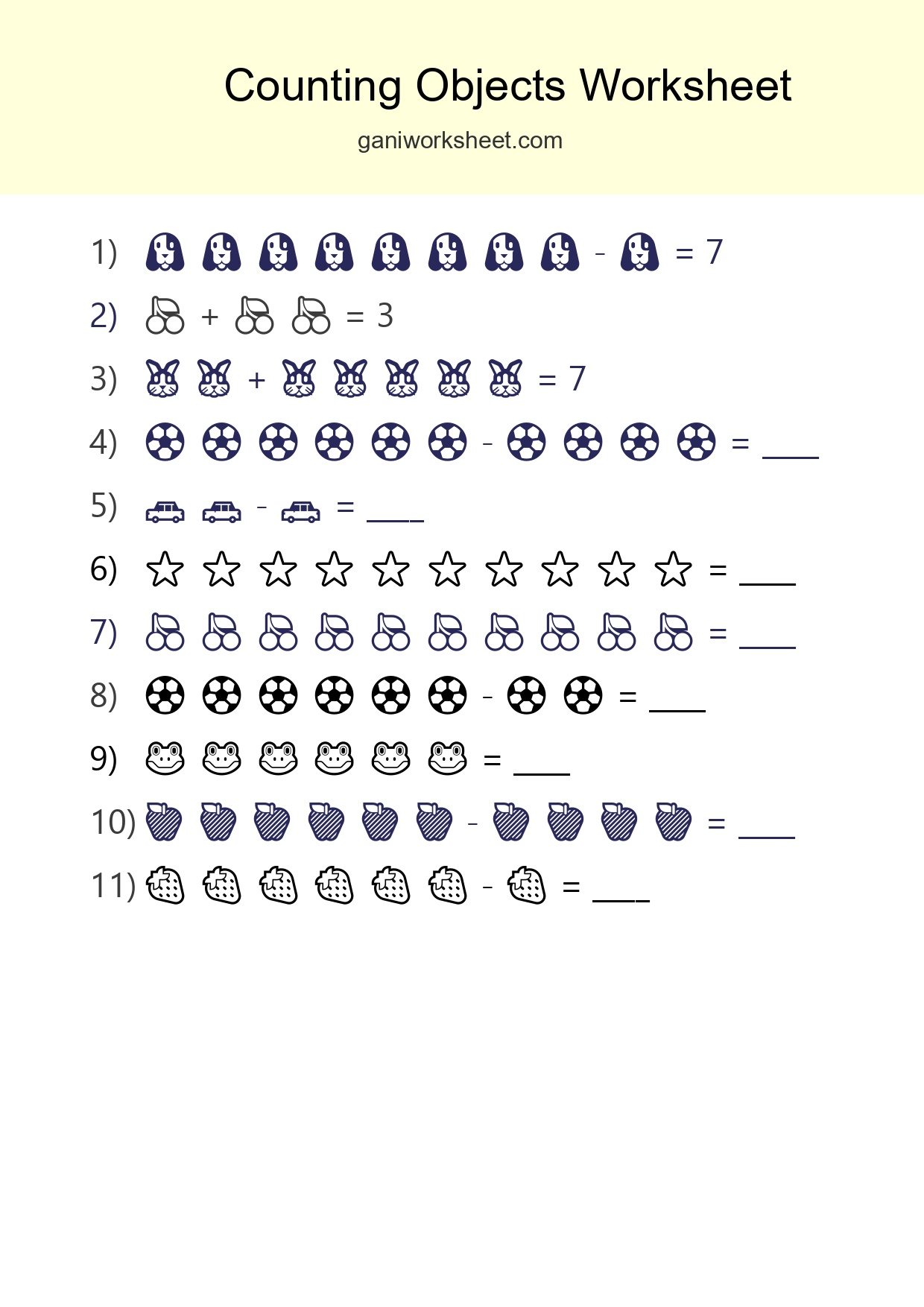 Learn Counting With Pictures Worksheet (Kindergarten) - Part 723