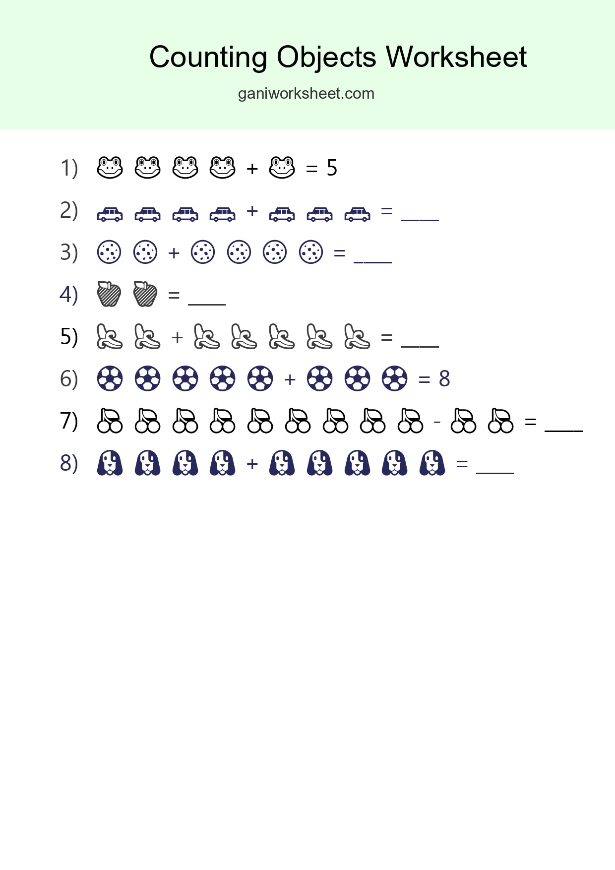Learn Counting With Pictures Worksheet (Kindergarten) - Part 763