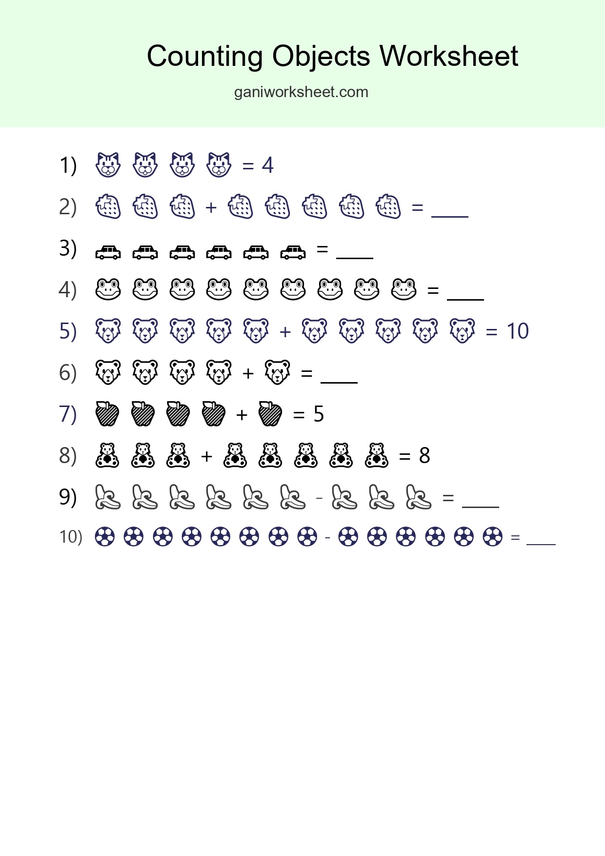 Learn Counting With Pictures Worksheet (Kindergarten) - Part 853