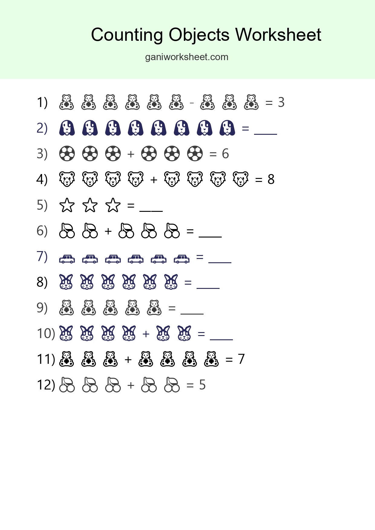 Learn Counting With Pictures Worksheet (Kindergarten) - Part 933