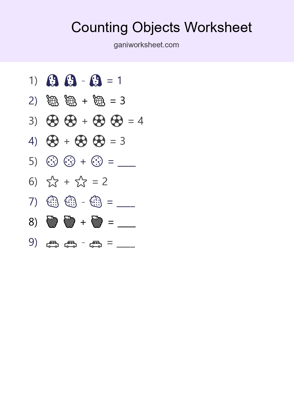 Learn Counting With Pictures Worksheet (Pre-K) - Part 1183