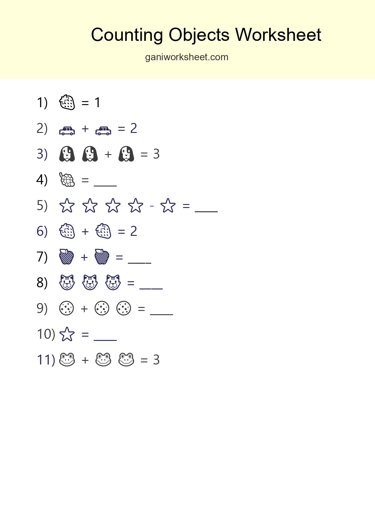 Pre-K Count The Objects Worksheet - Part 1113
