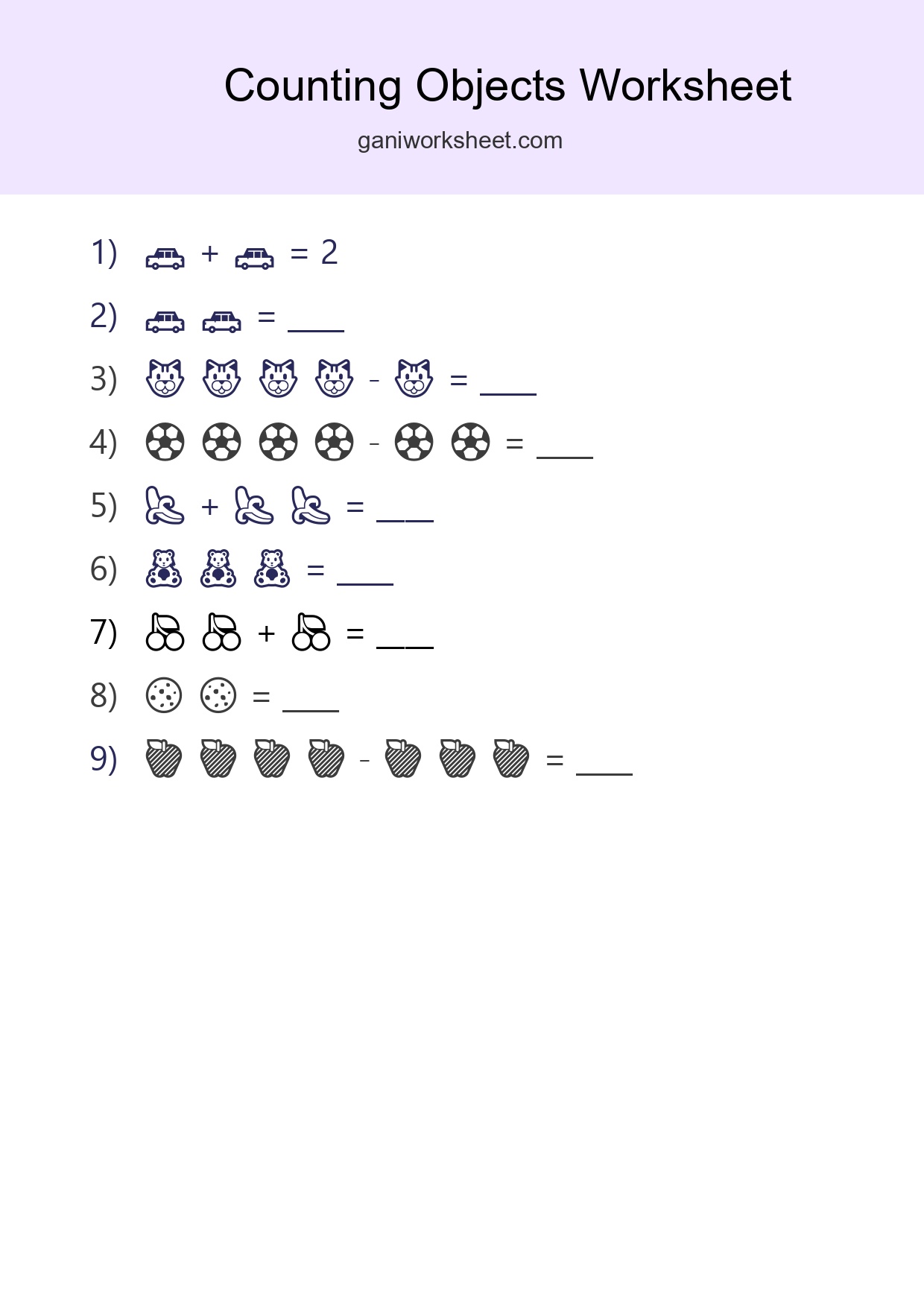 Pre-K Count The Objects Worksheet - Part 1433