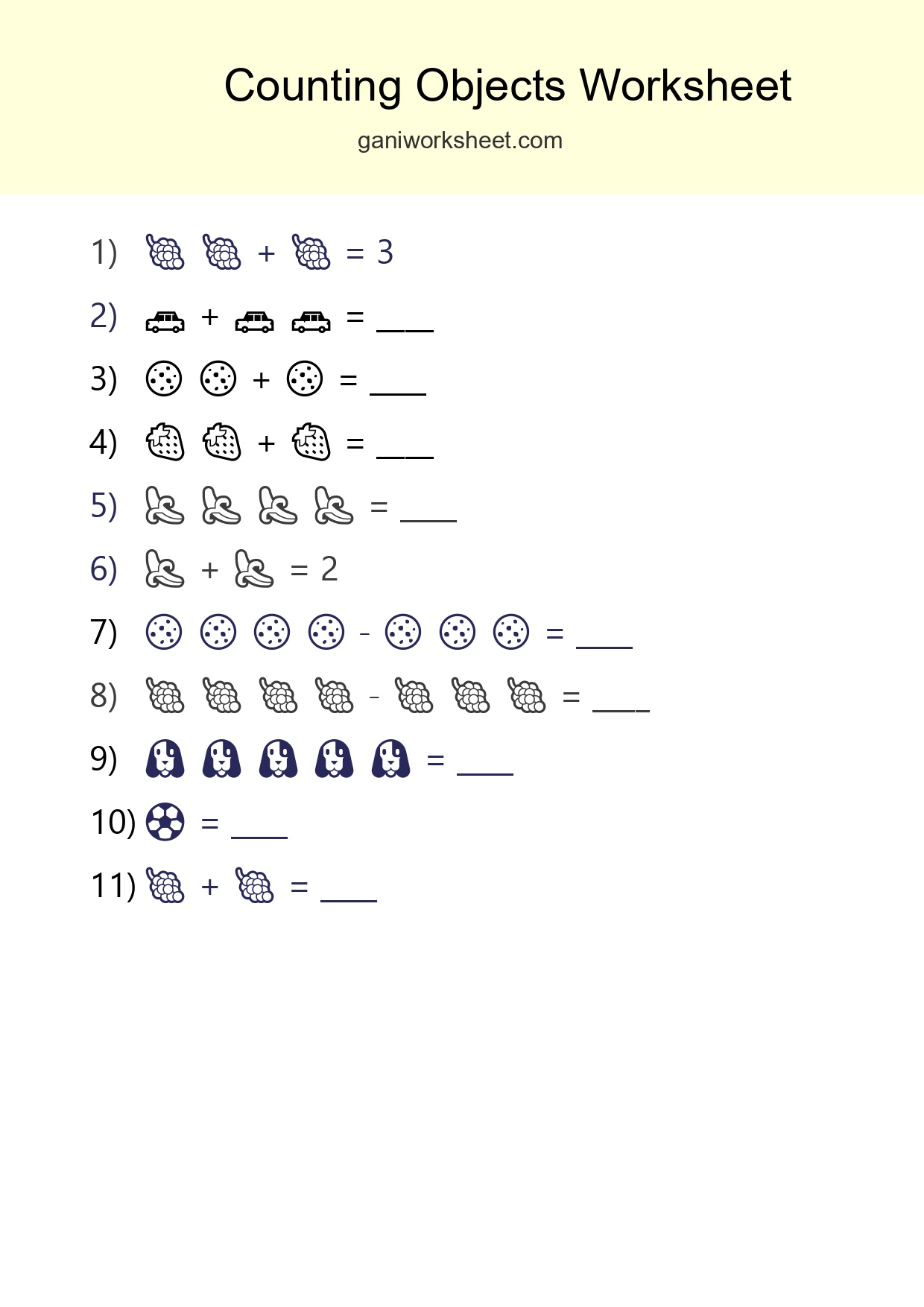 Pre-K Count The Objects Worksheet - Part 1763