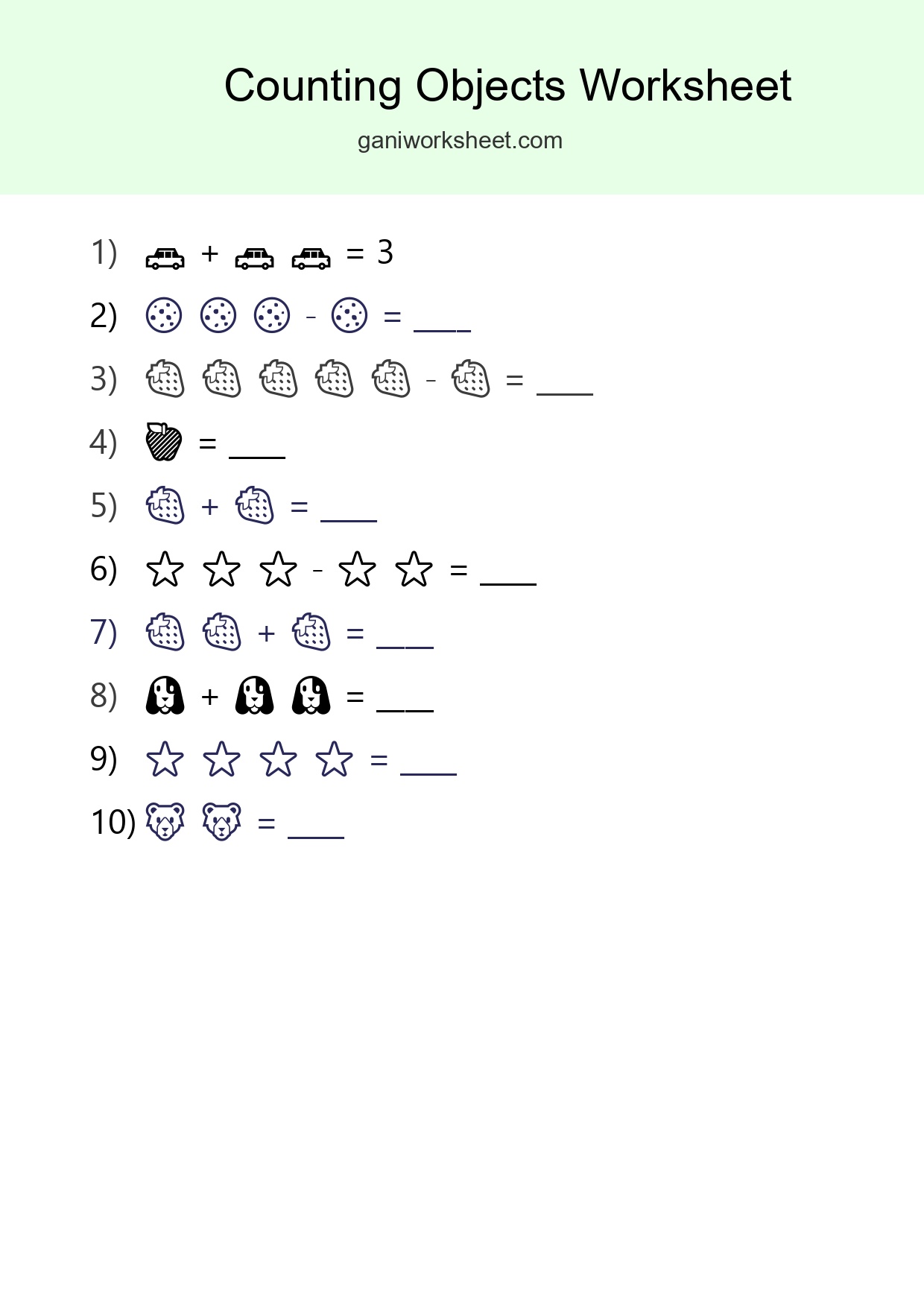 Pre-K Count The Objects Worksheet - Part 33