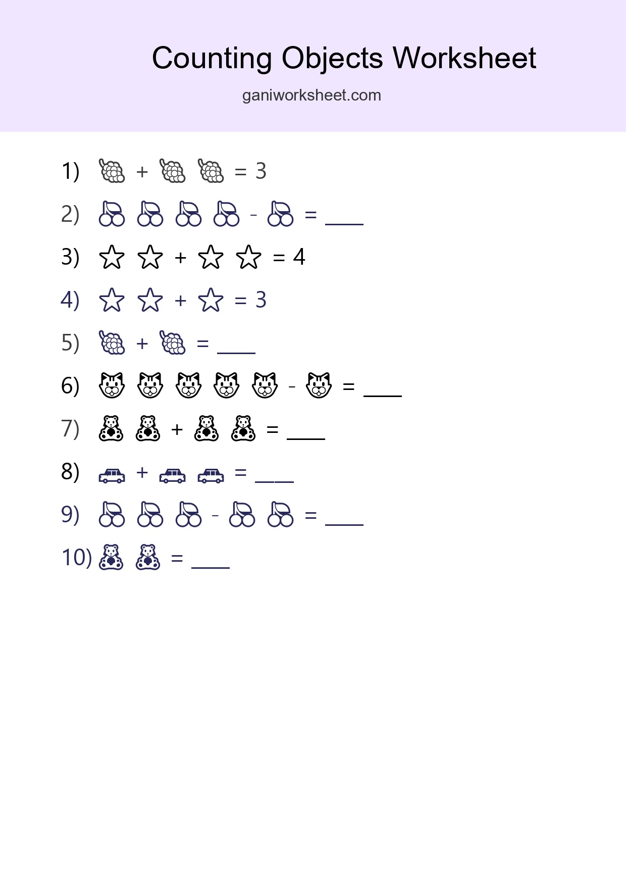 Pre-K Count The Objects Worksheet - Part 533