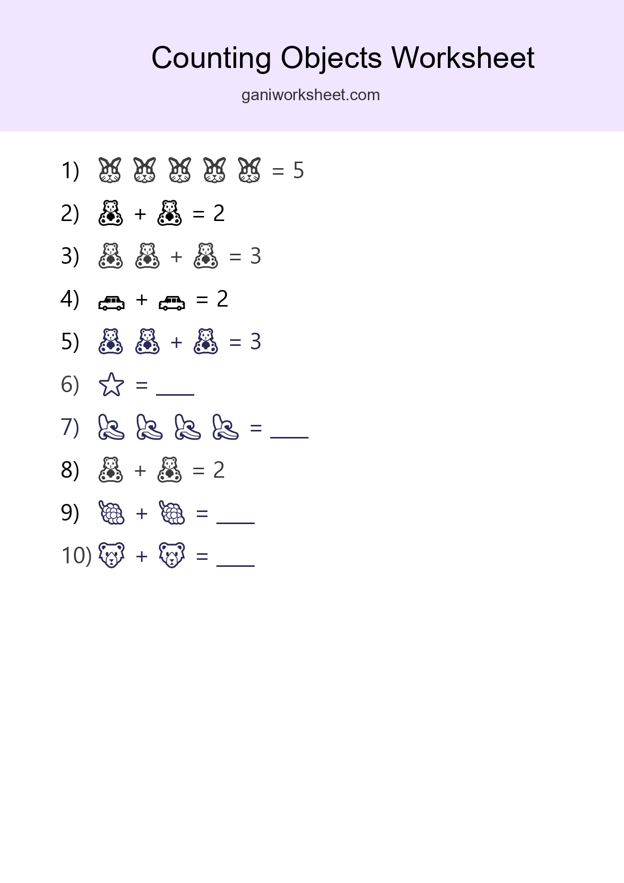 Pre-K Count The Objects Worksheet - Part 783