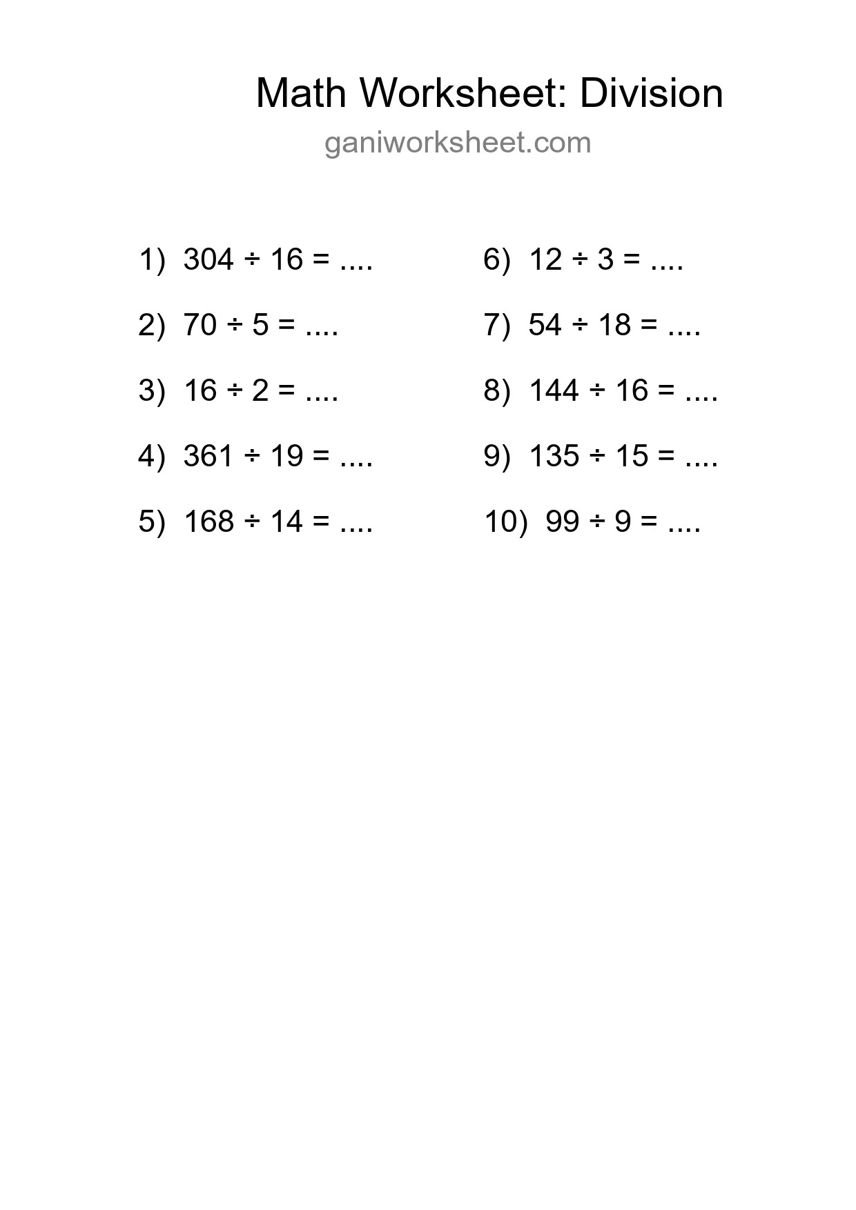 Printable Free 10 Division Math Worksheet For Grade 2 - Part 104