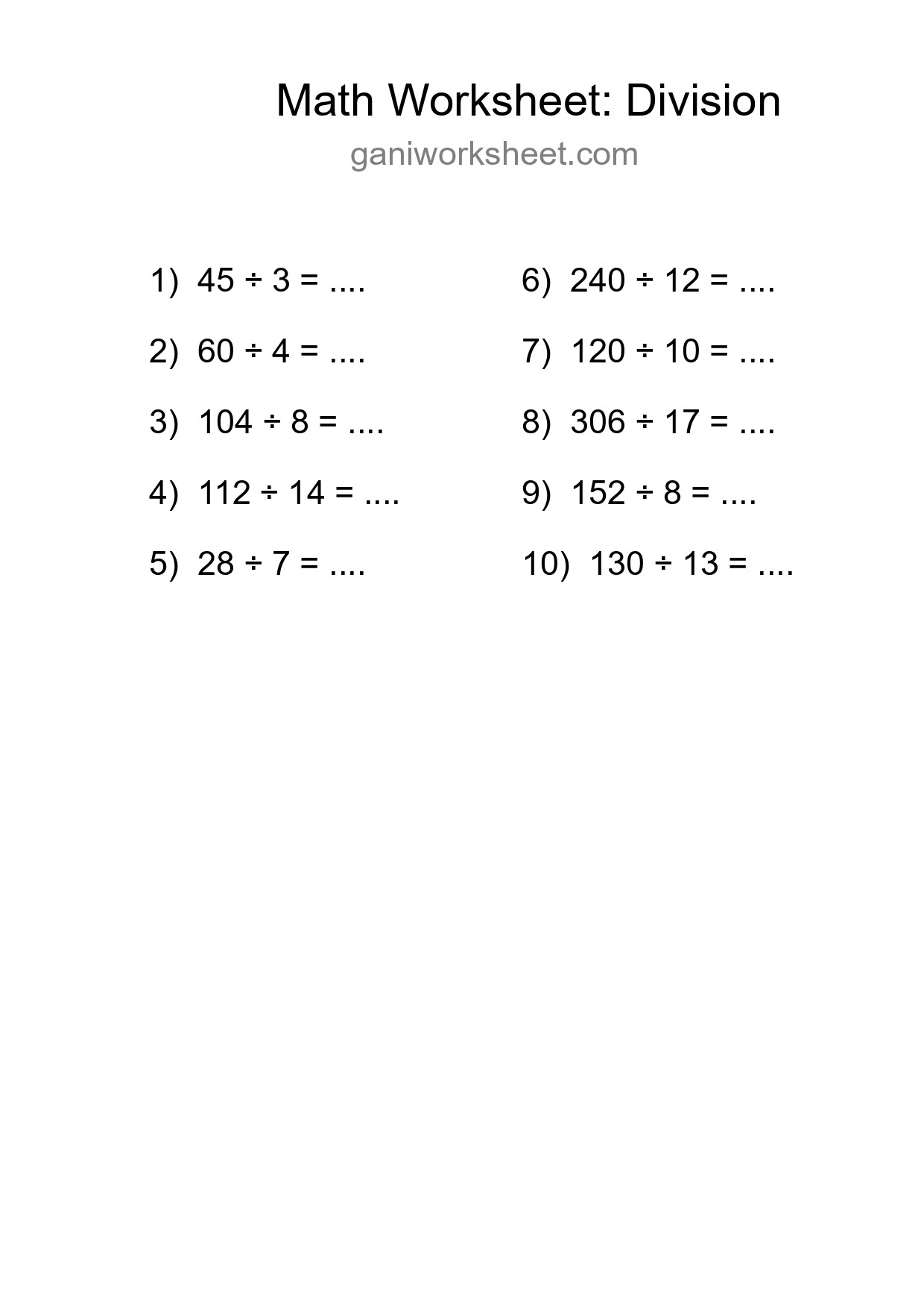 Printable Free 10 Division Math Worksheet For Grade 2 - Part 164
