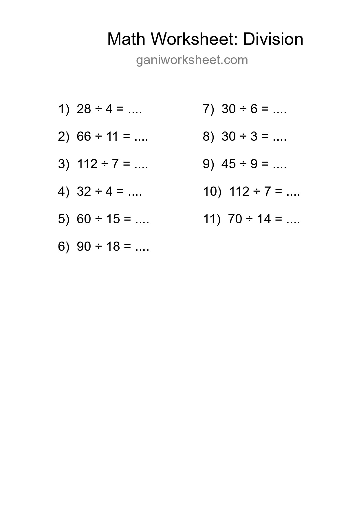 Printable Free 11 Division Math Worksheet For Grade 2 - Part 1124