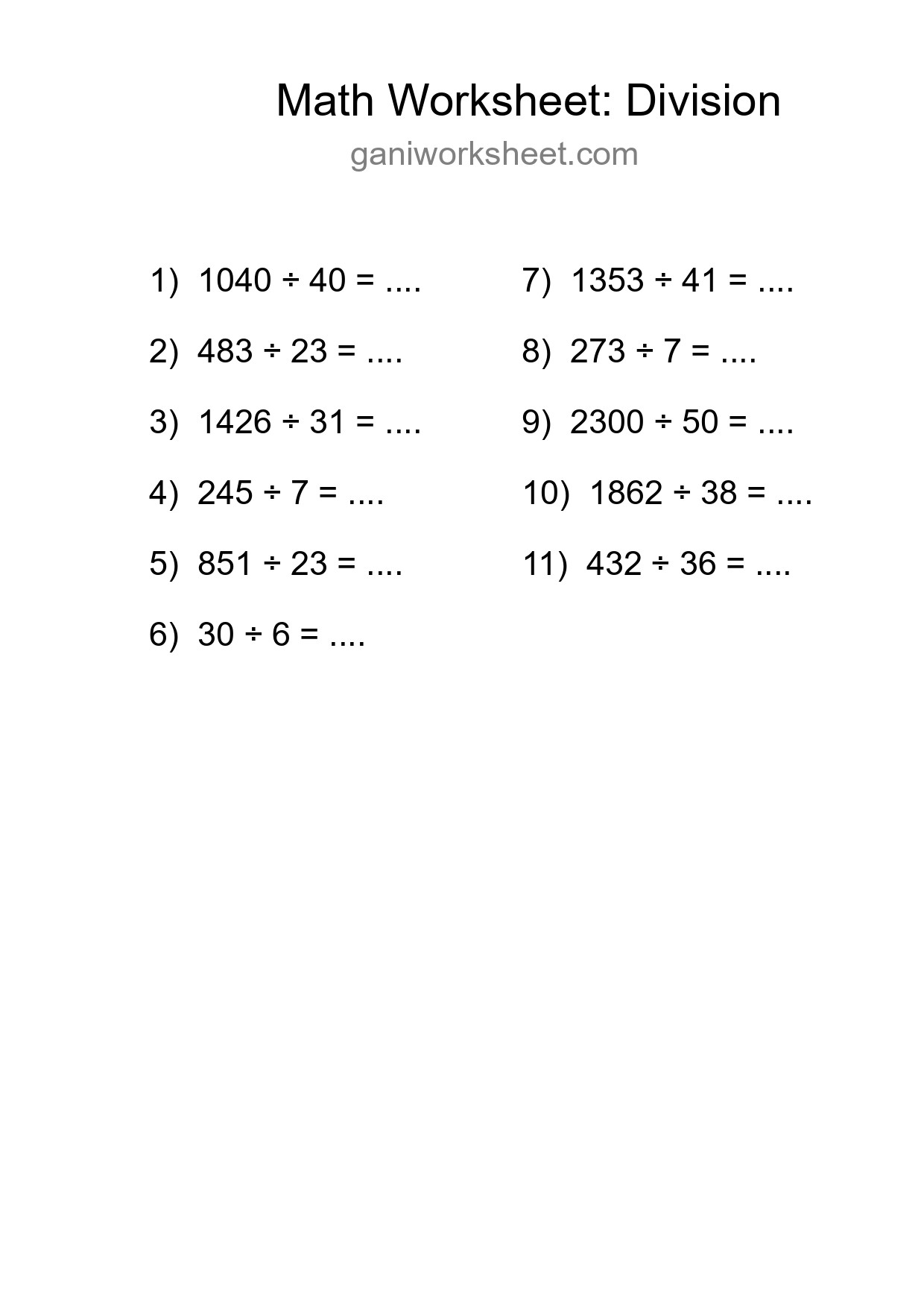 Printable Free 11 Division Math Worksheet For Grade 2 - Part 334