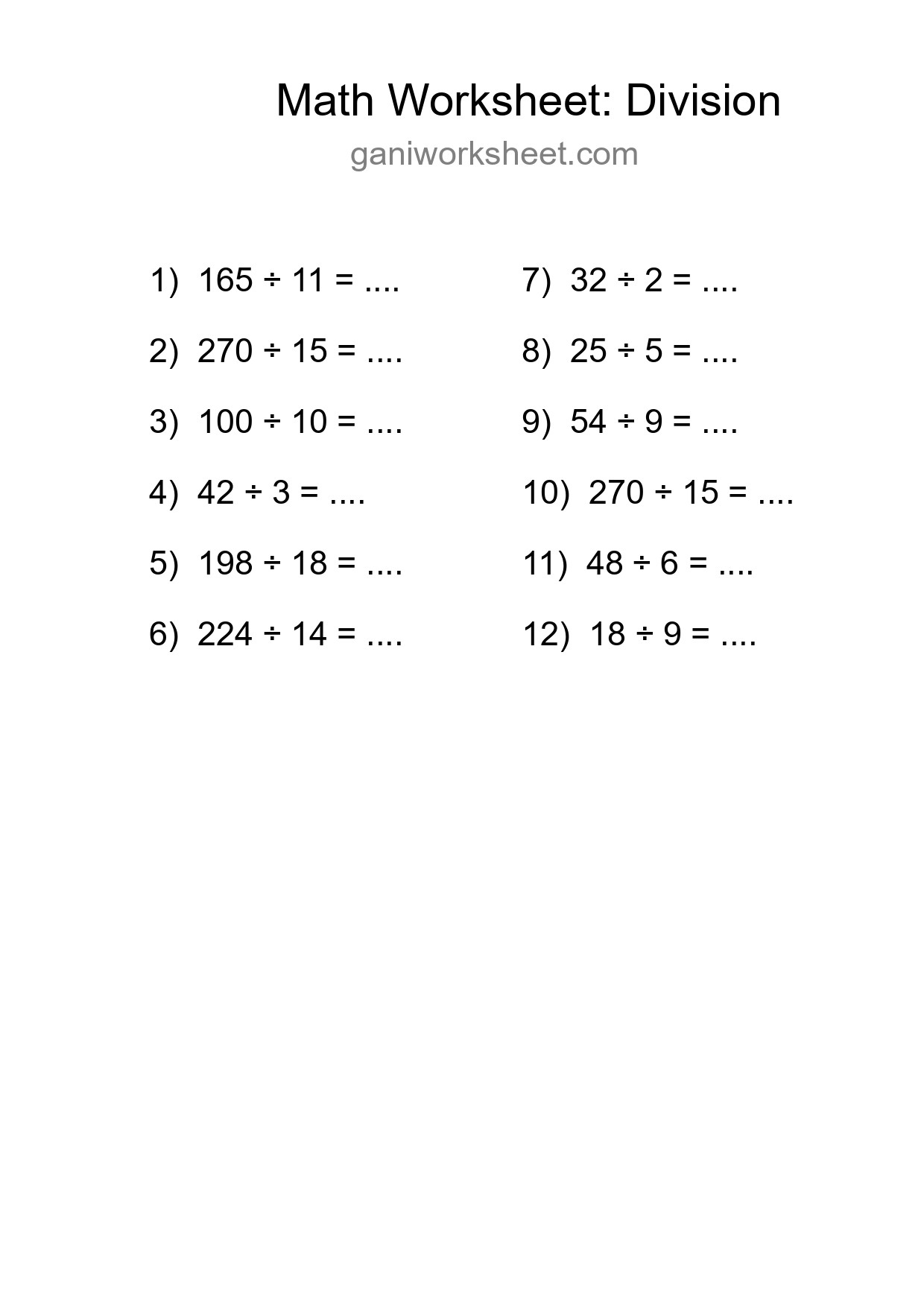 Printable Free 12 Division Math Worksheet For Grade 2 - Part 404