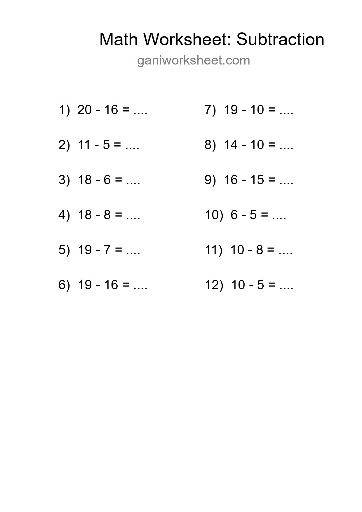 Printable Free 12 Subtraction Math Worksheet For Grade 2 - Part 618