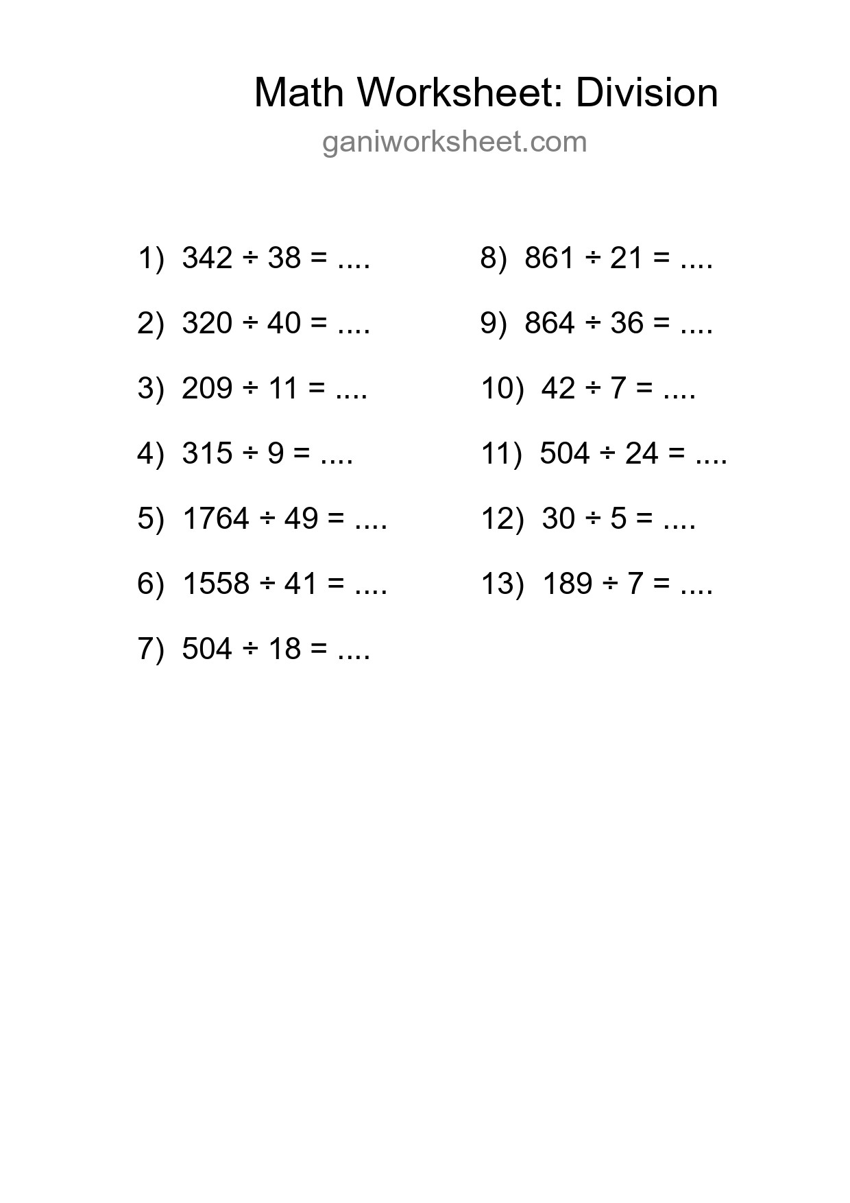 Printable Free 13 Division Math Worksheet For Grade 2 - Part 1804