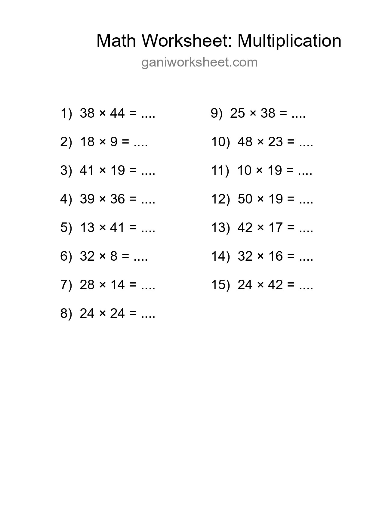 Printable Free 15 Multiplication Math Worksheet For Grade 2 - Part 457