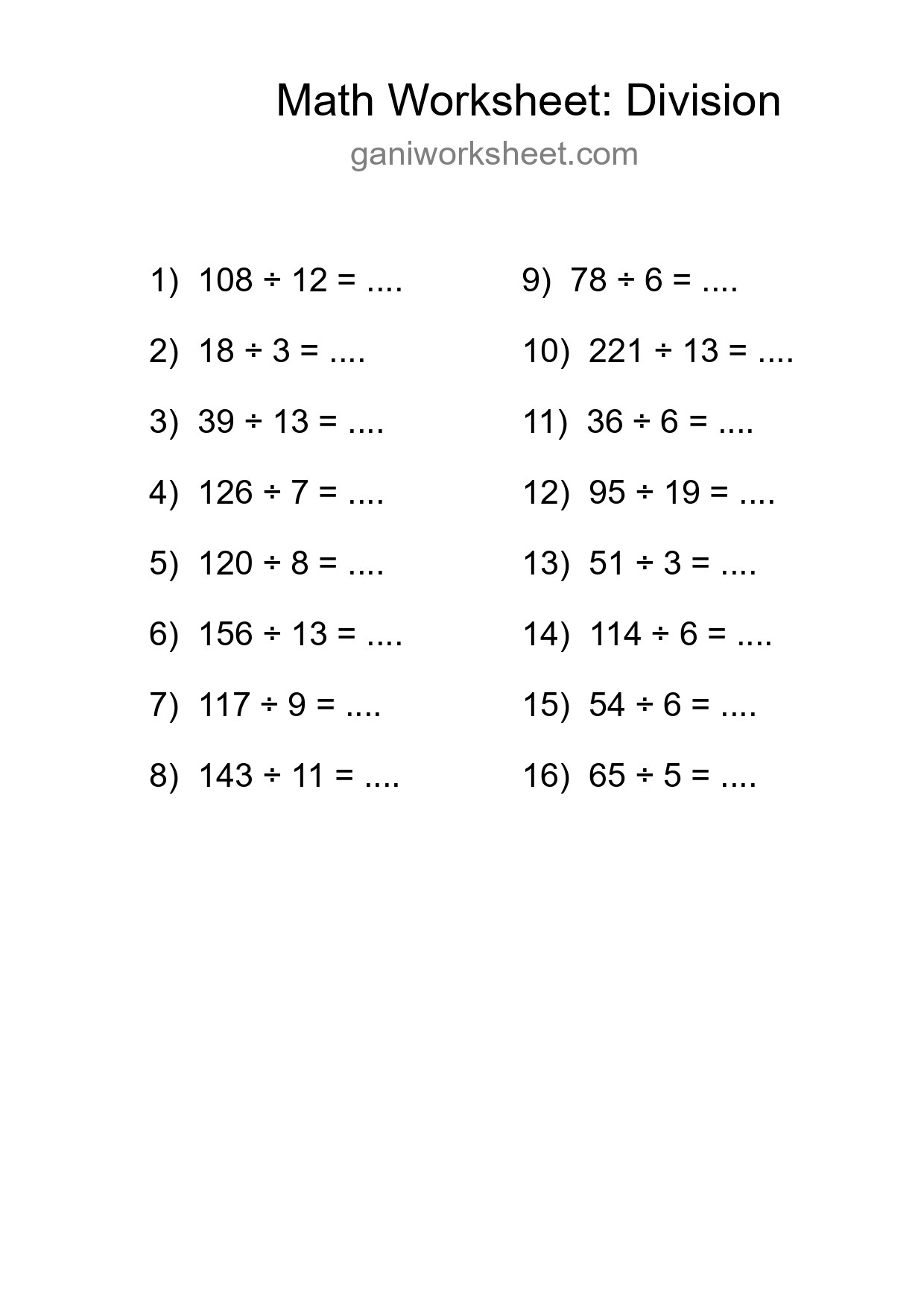 Printable Free 16 Division Math Worksheet For Grade 2 - Part 1924