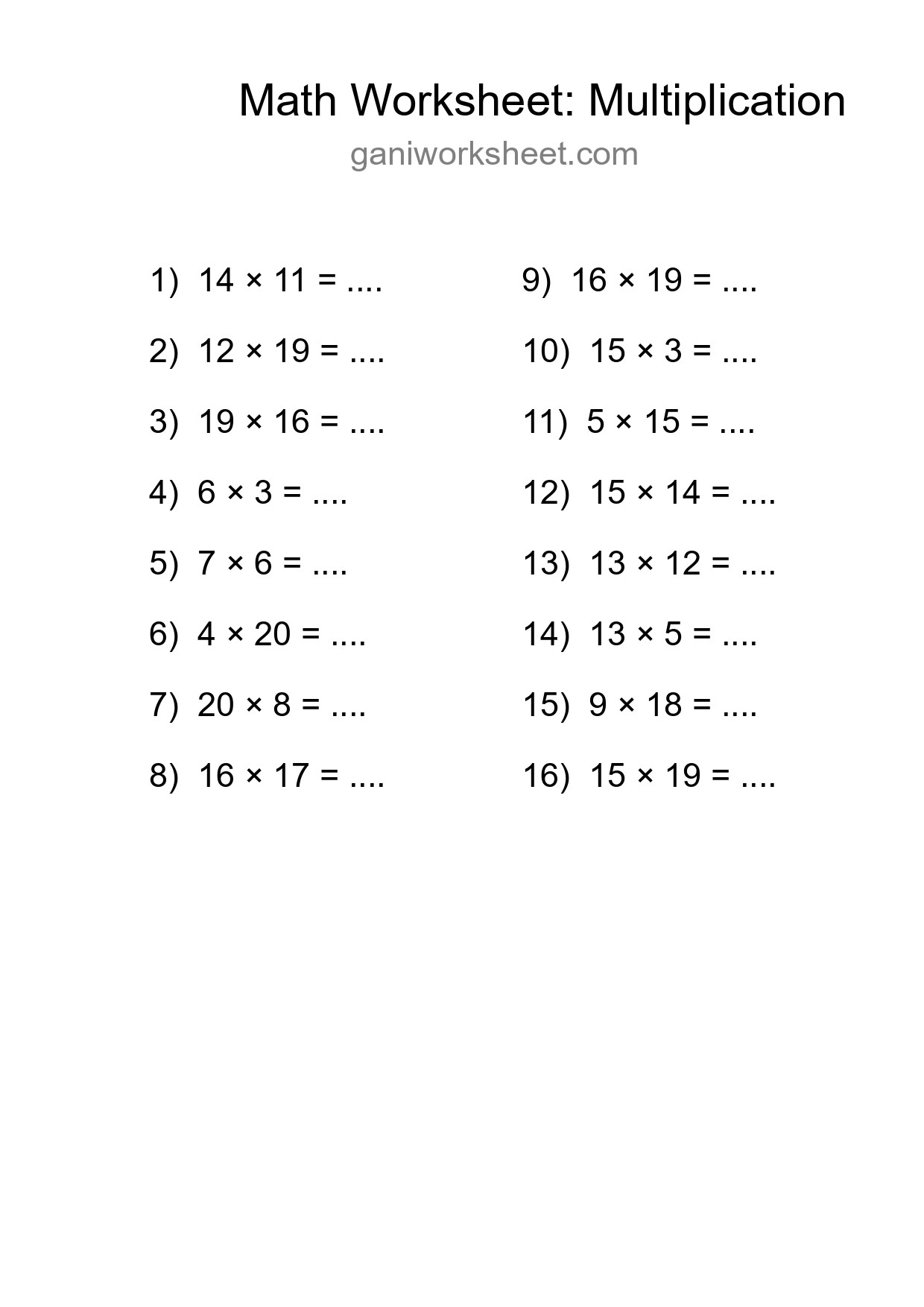 Printable Free 16 Multiplication Math Worksheet For Grade 2 - Part 47