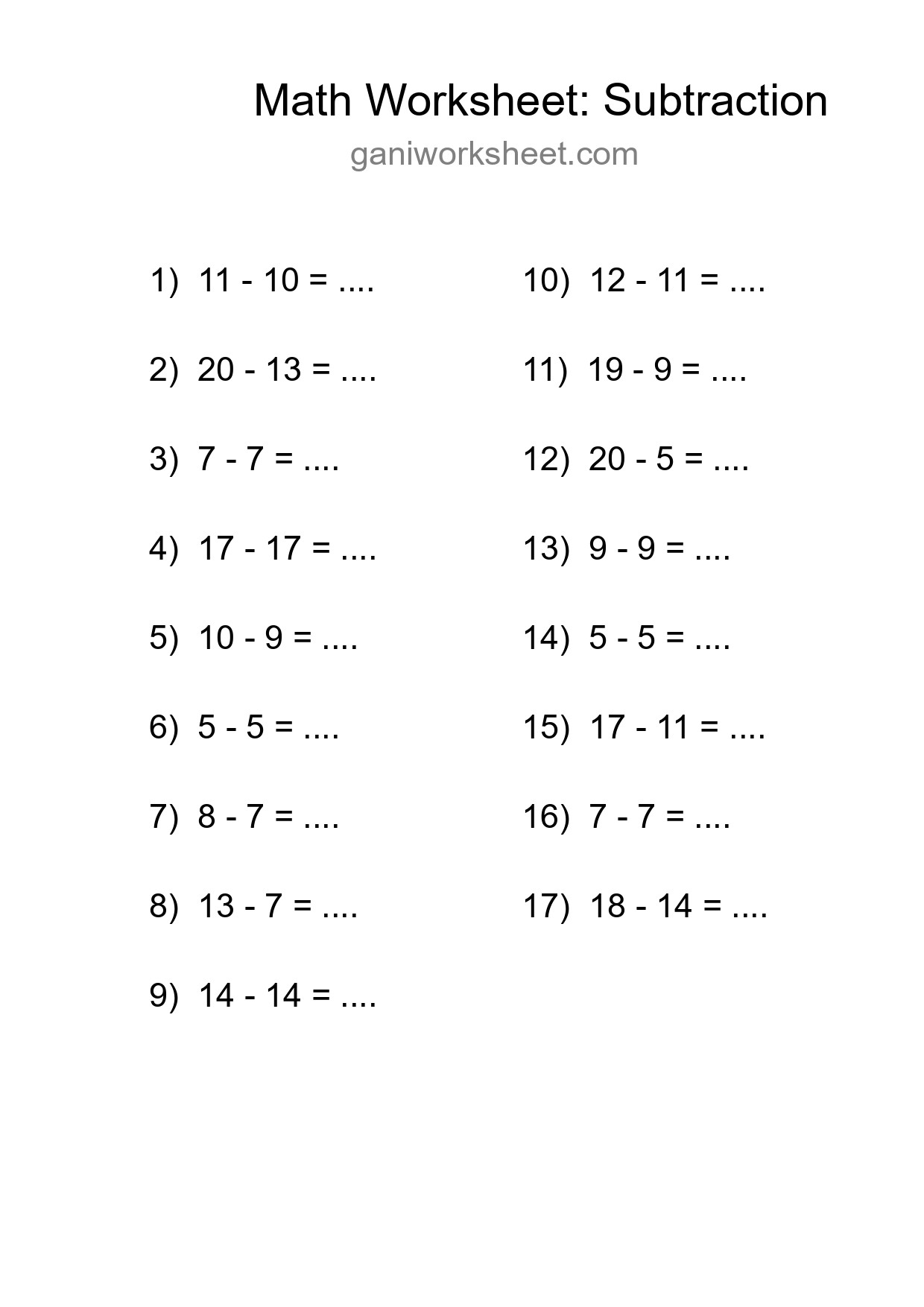 Printable Free 17 Subtraction Math Worksheet For Grade 2 - Part 88