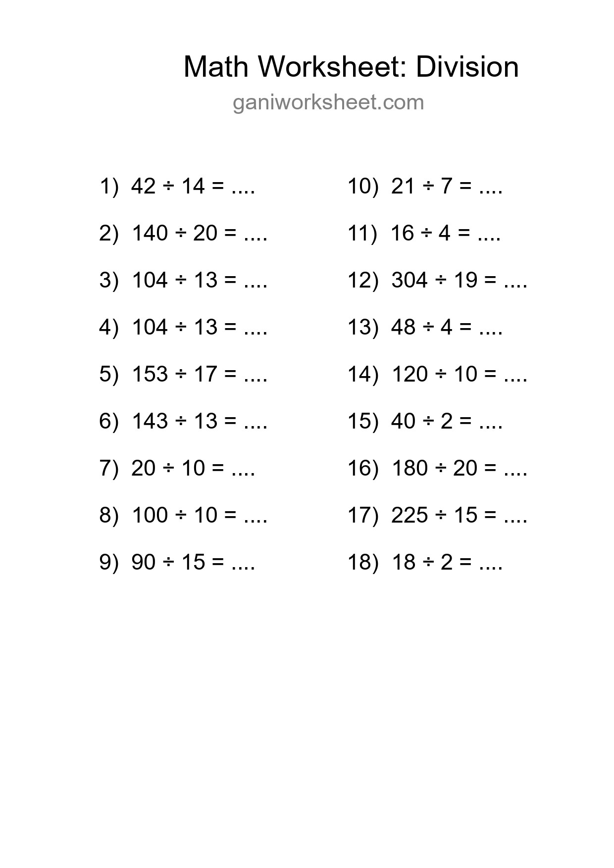 Printable Free 18 Division Math Worksheet For Grade 2 - Part 1644