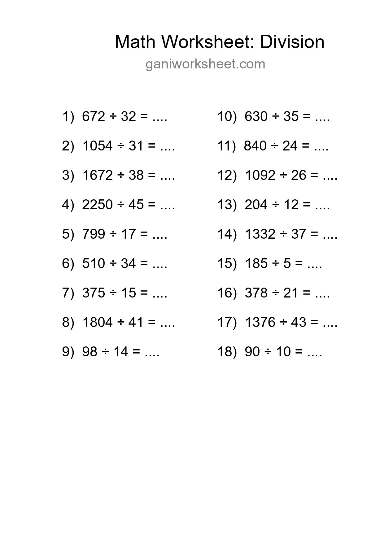 Printable Free 18 Division Math Worksheet For Grade 2 - Part 684