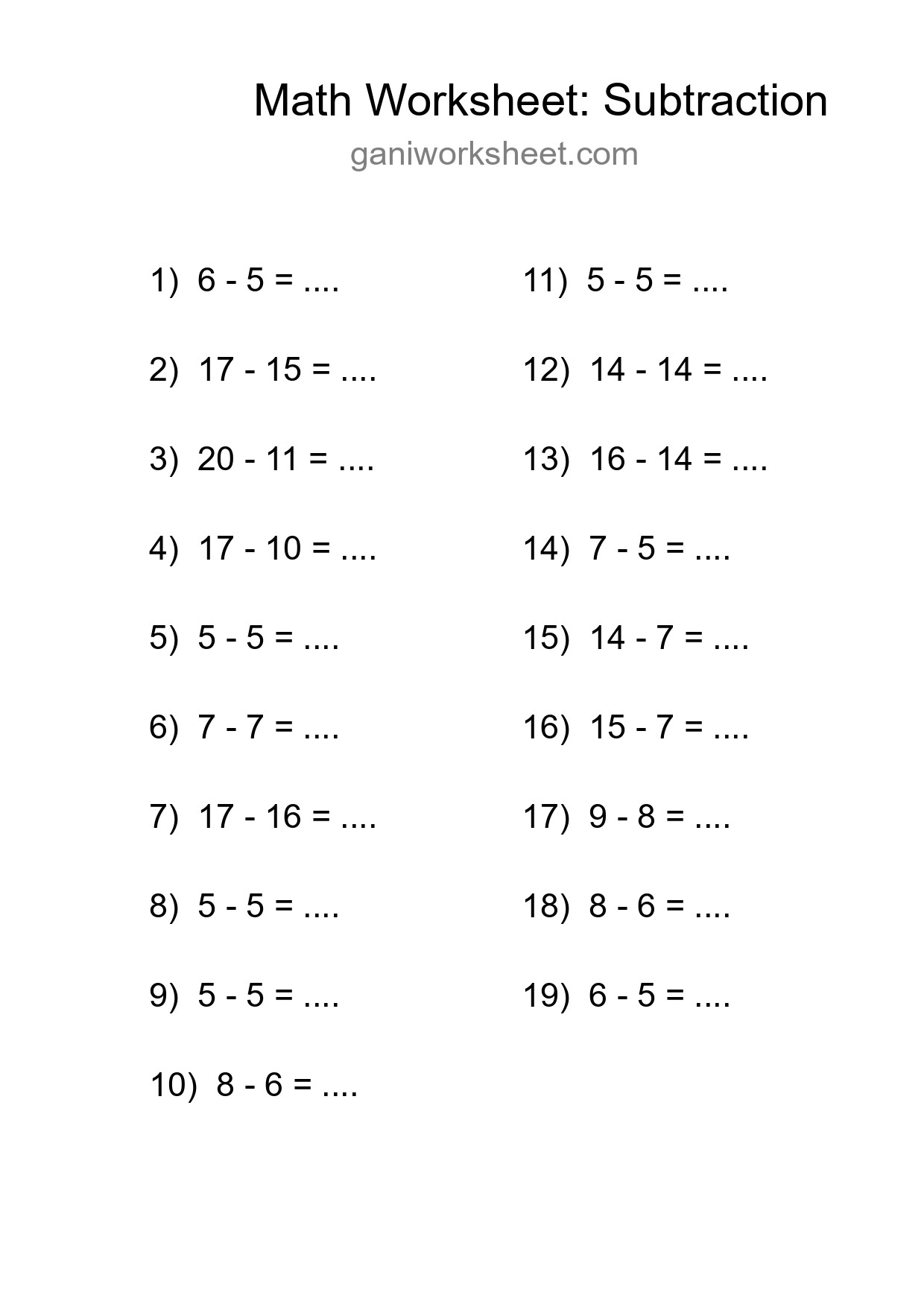 Printable Free 19 Subtraction Math Worksheet For Grade 2 - Part 348