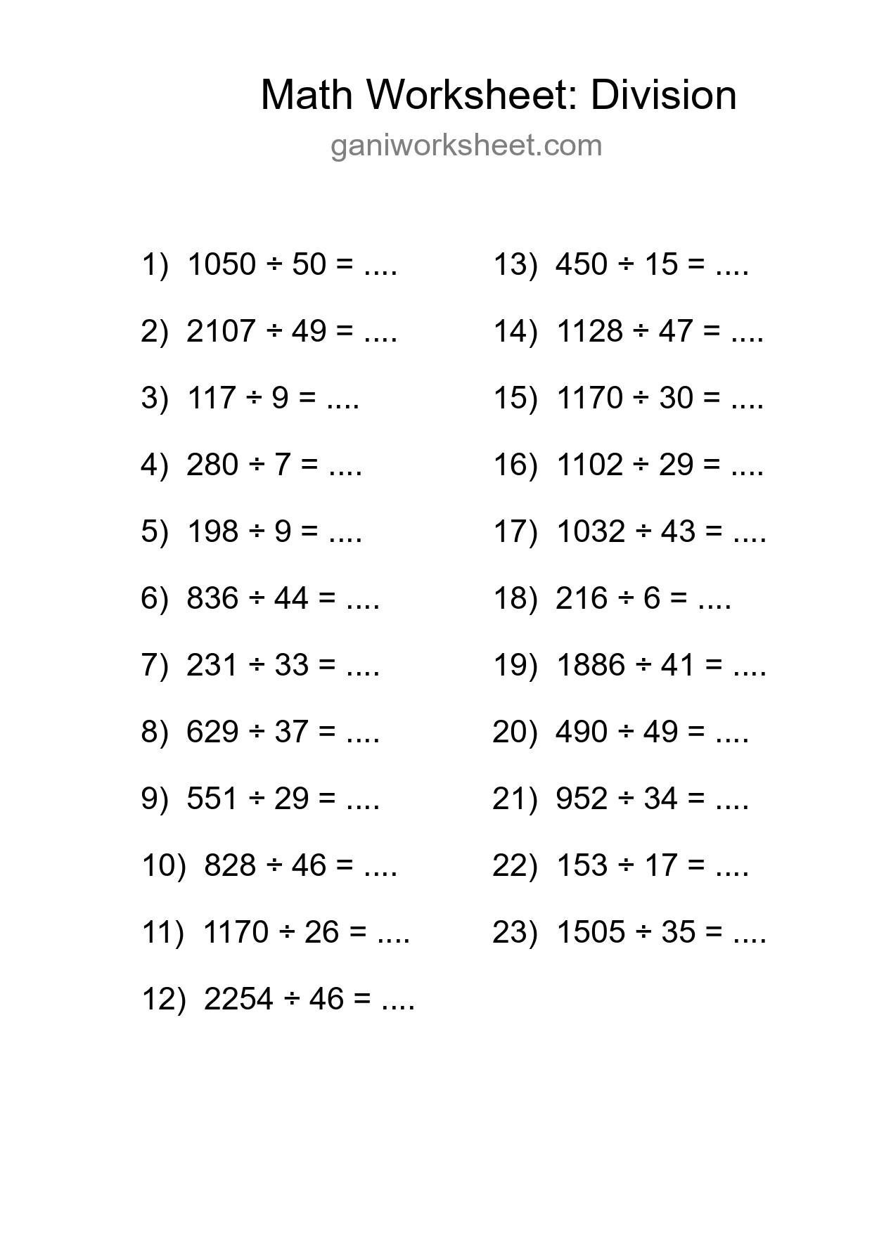 Printable Free 23 Division Math Worksheet For Grade 2 - Part 1964