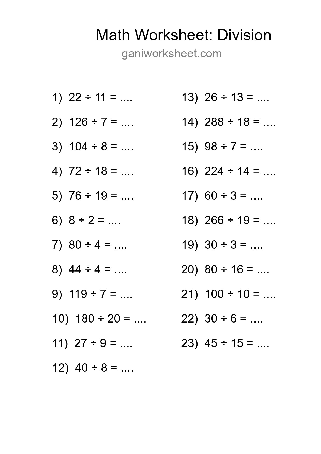 Printable Free 23 Division Math Worksheet For Grade 2 - Part 674