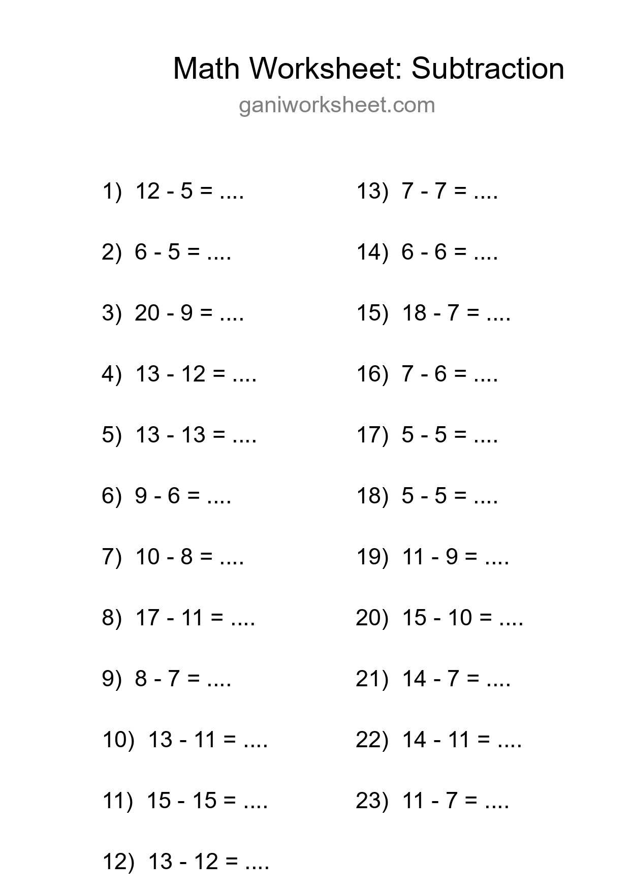 Printable Free 23 Subtraction Math Worksheet For Grade 2 - Part 1908