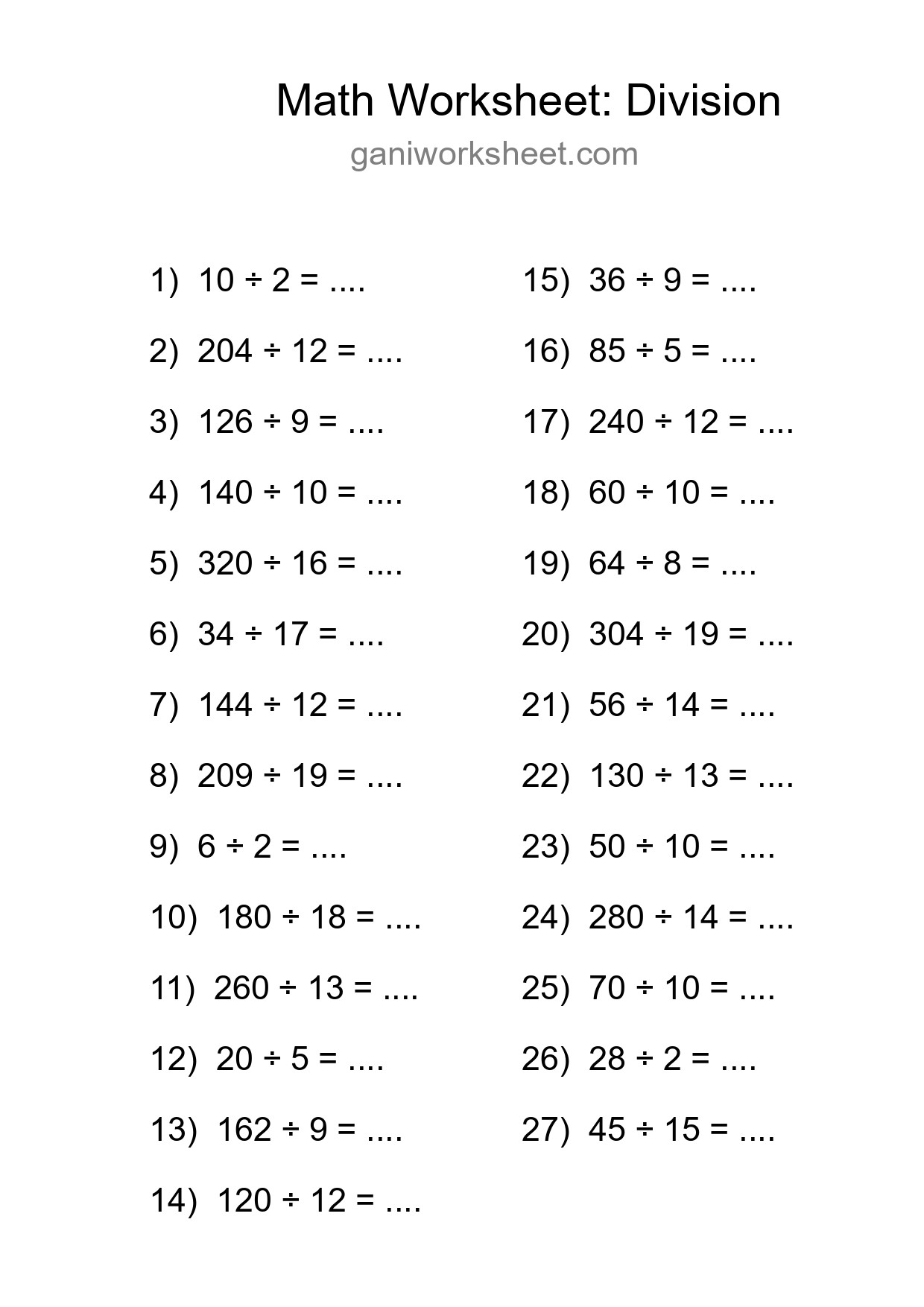 Printable Free 27 Division Math Worksheet For Grade 2 - Part 594
