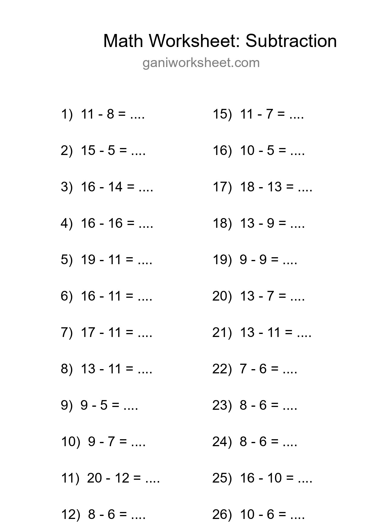 Printable Free 28 Subtraction Math Worksheet For Grade 2 - Part 1308