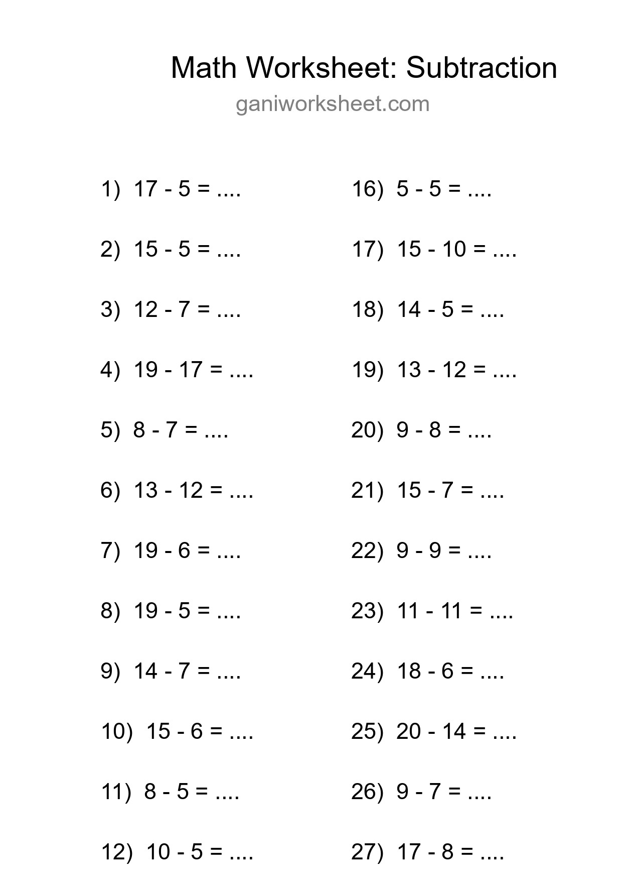 Printable Free 29 Subtraction Math Worksheet For Grade 2 - Part 1928