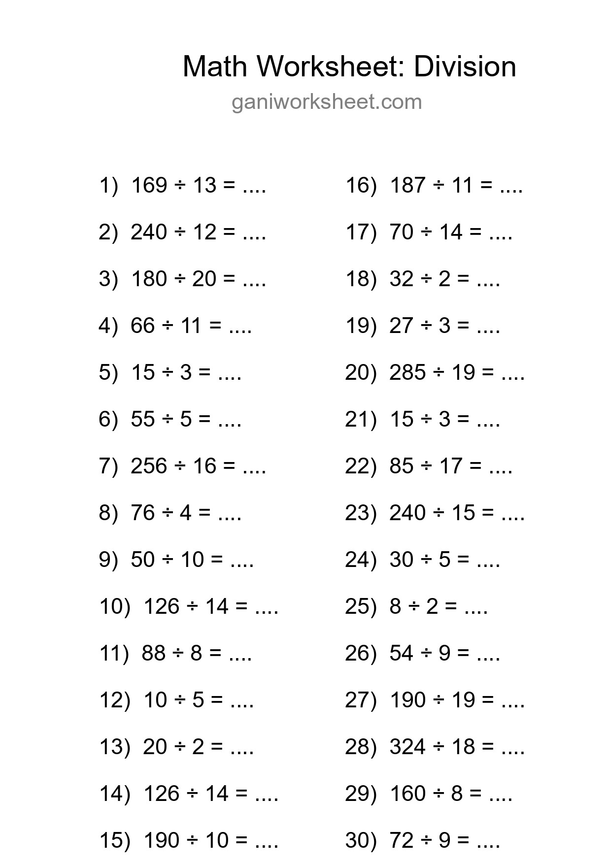 Printable Free 30 Division Math Worksheet For Grade 2 - Part 1184