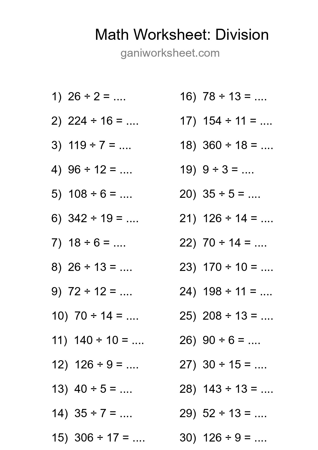Printable Free 30 Division Math Worksheet For Grade 2 - Part 754